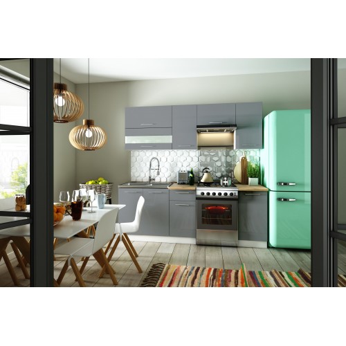 Virtuves komplekts TIFFANY 220, pelēks glancēts